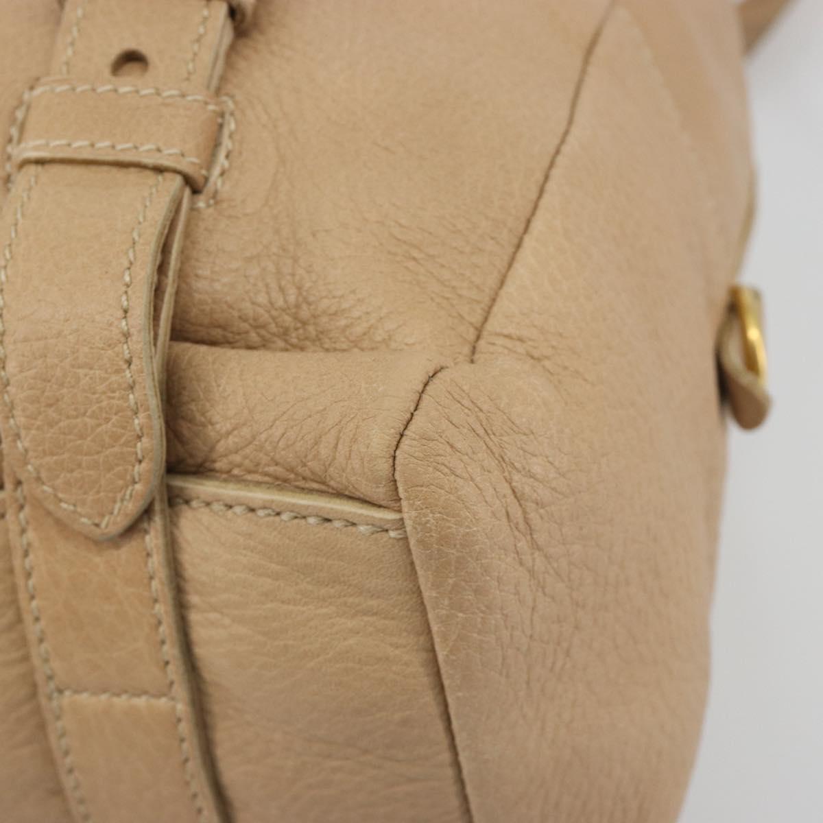 PRADA Tote Bag Vittero Dino Leather Beige Gold Auth 194855A