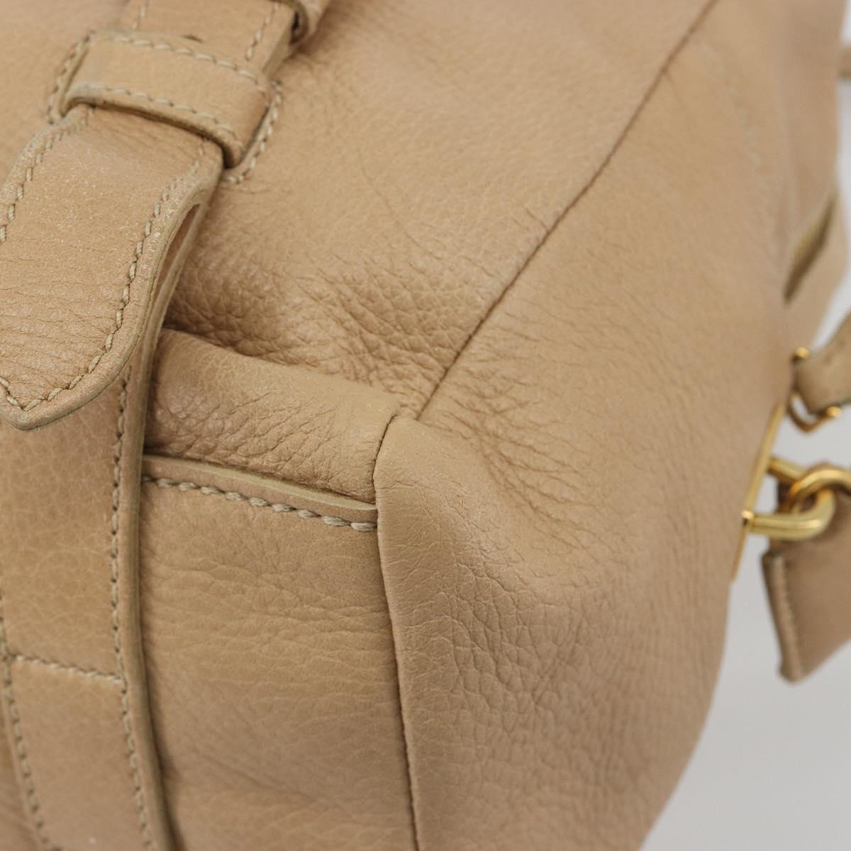 PRADA Tote Bag Vittero Dino Leather Beige Gold Auth 194855A