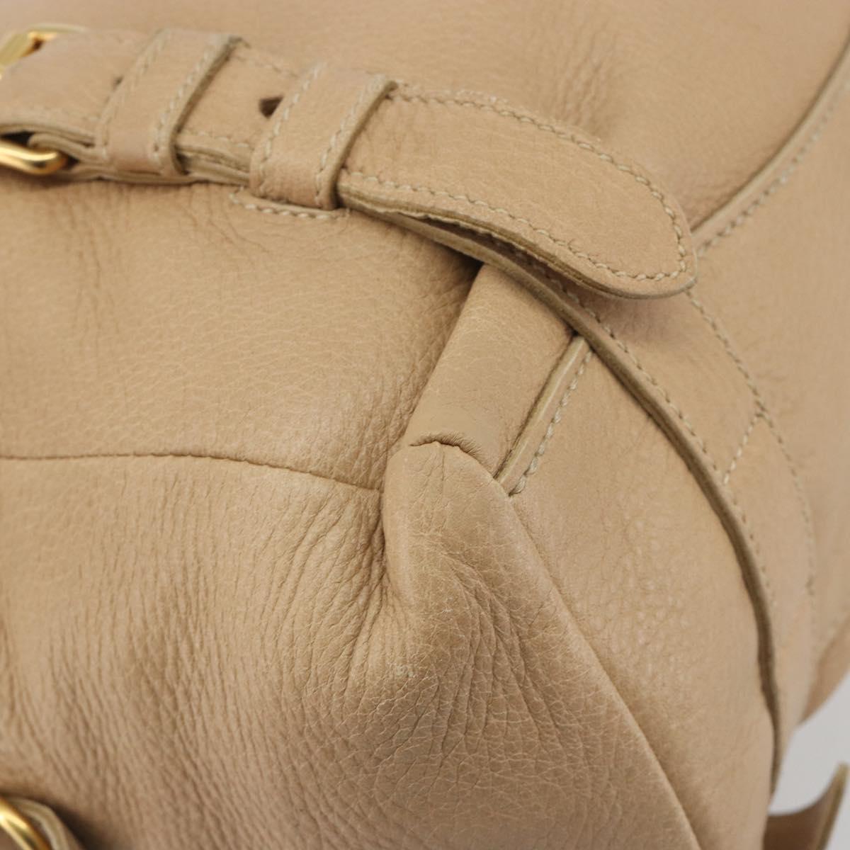 PRADA Tote Bag Vittero Dino Leather Beige Gold Auth 194855A