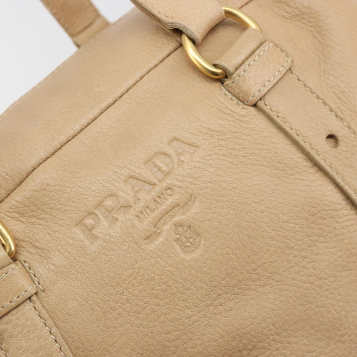 PRADA Tote Bag Vittero Dino Leather Beige Gold Auth 194855A