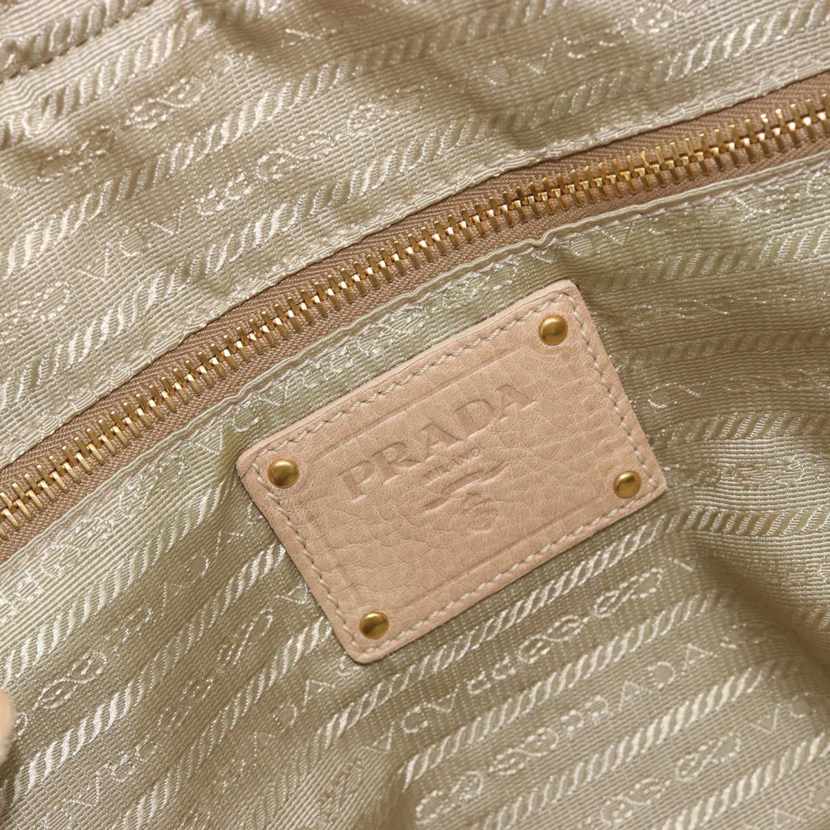 PRADA Tote Bag Vittero Dino Leather Beige Gold Auth 194855A