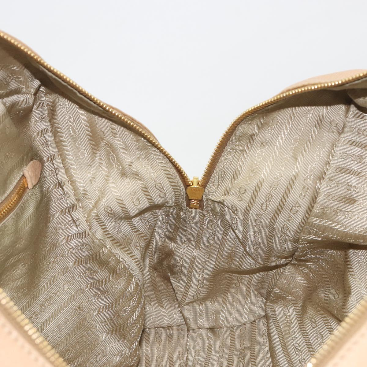 PRADA Tote Bag Vittero Dino Leather Beige Gold Auth 194855A
