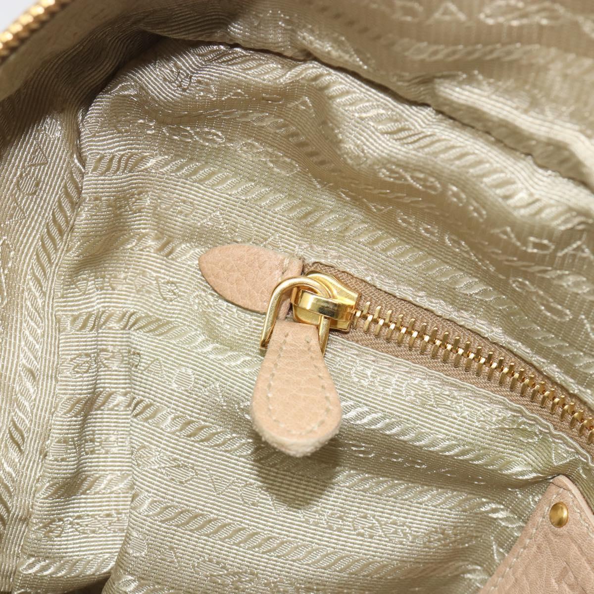 PRADA Tote Bag Vittero Dino Leather Beige Gold Auth 194855A