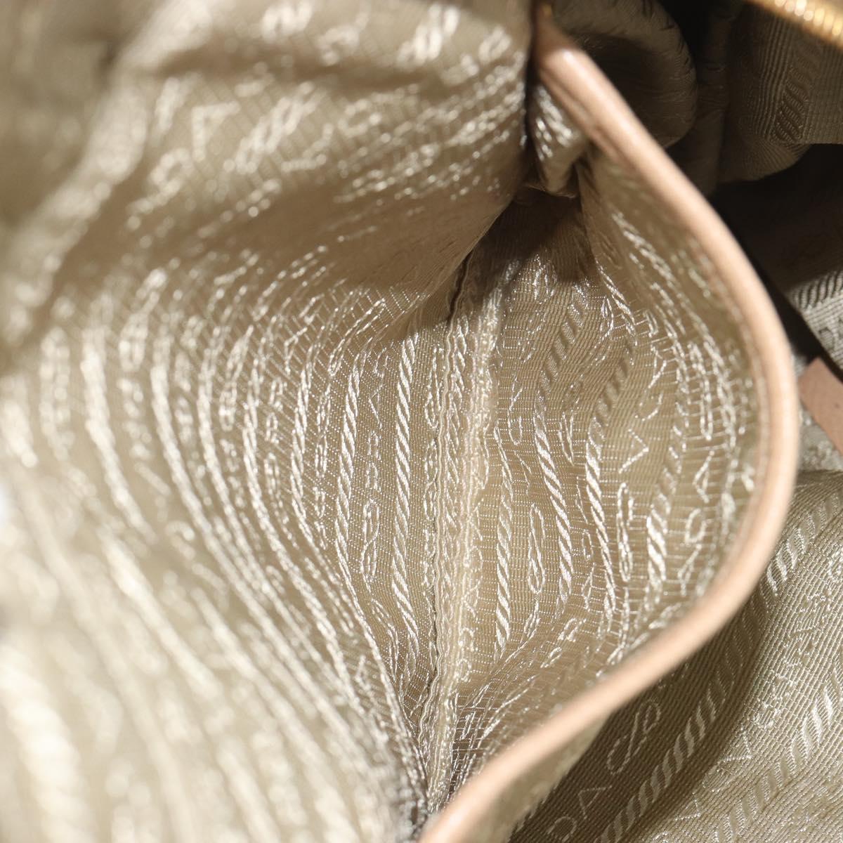 PRADA Tote Bag Vittero Dino Leather Beige Gold Auth 194855A