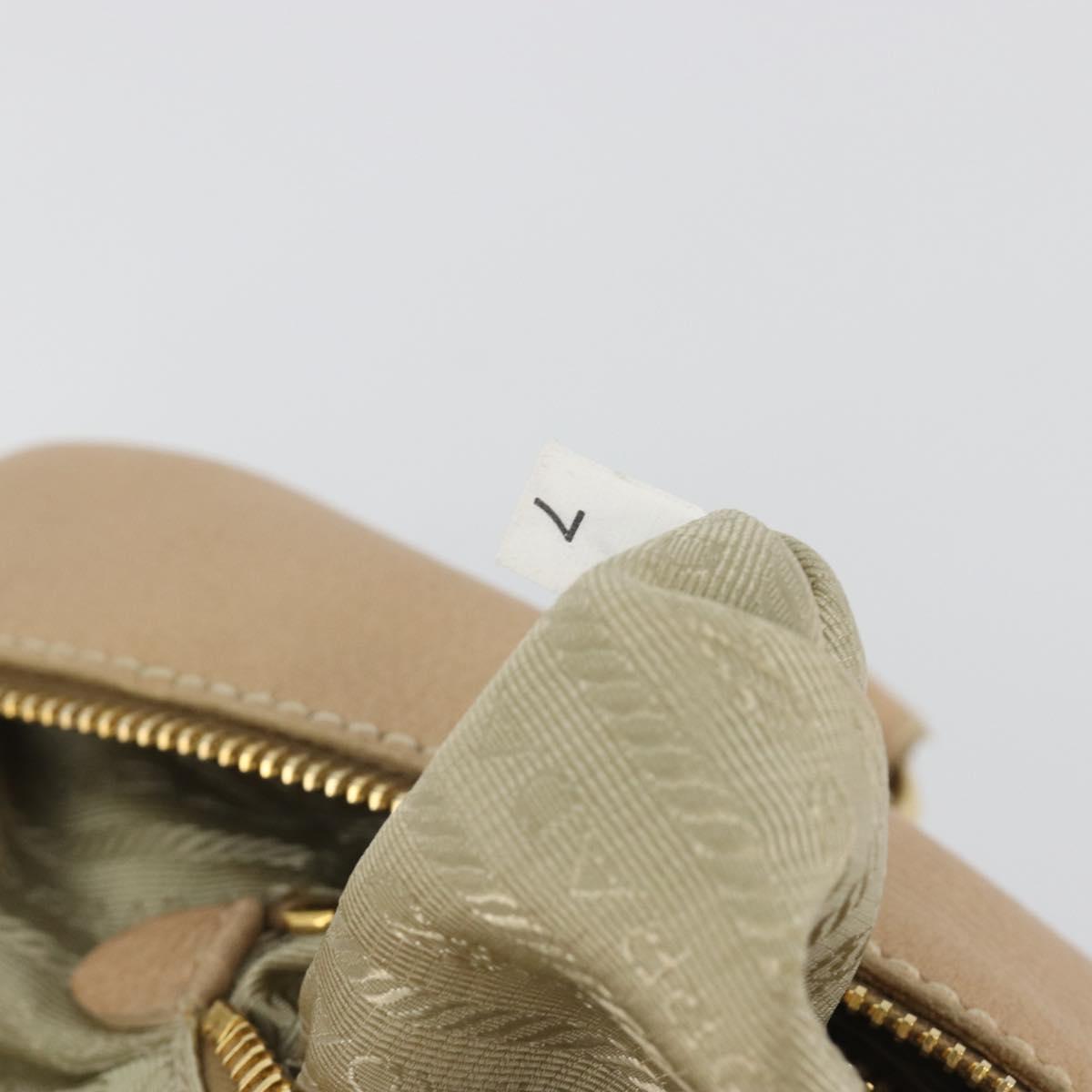 PRADA Tote Bag Vittero Dino Leather Beige Gold Auth 194855A