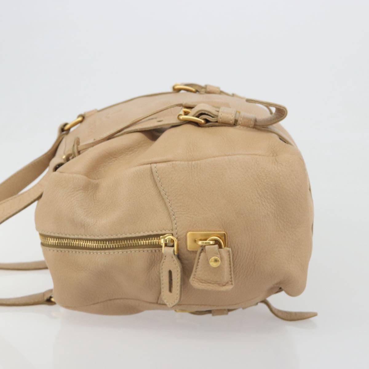 PRADA Tote Bag Vittero Dino Leather Beige Gold Auth 194855A