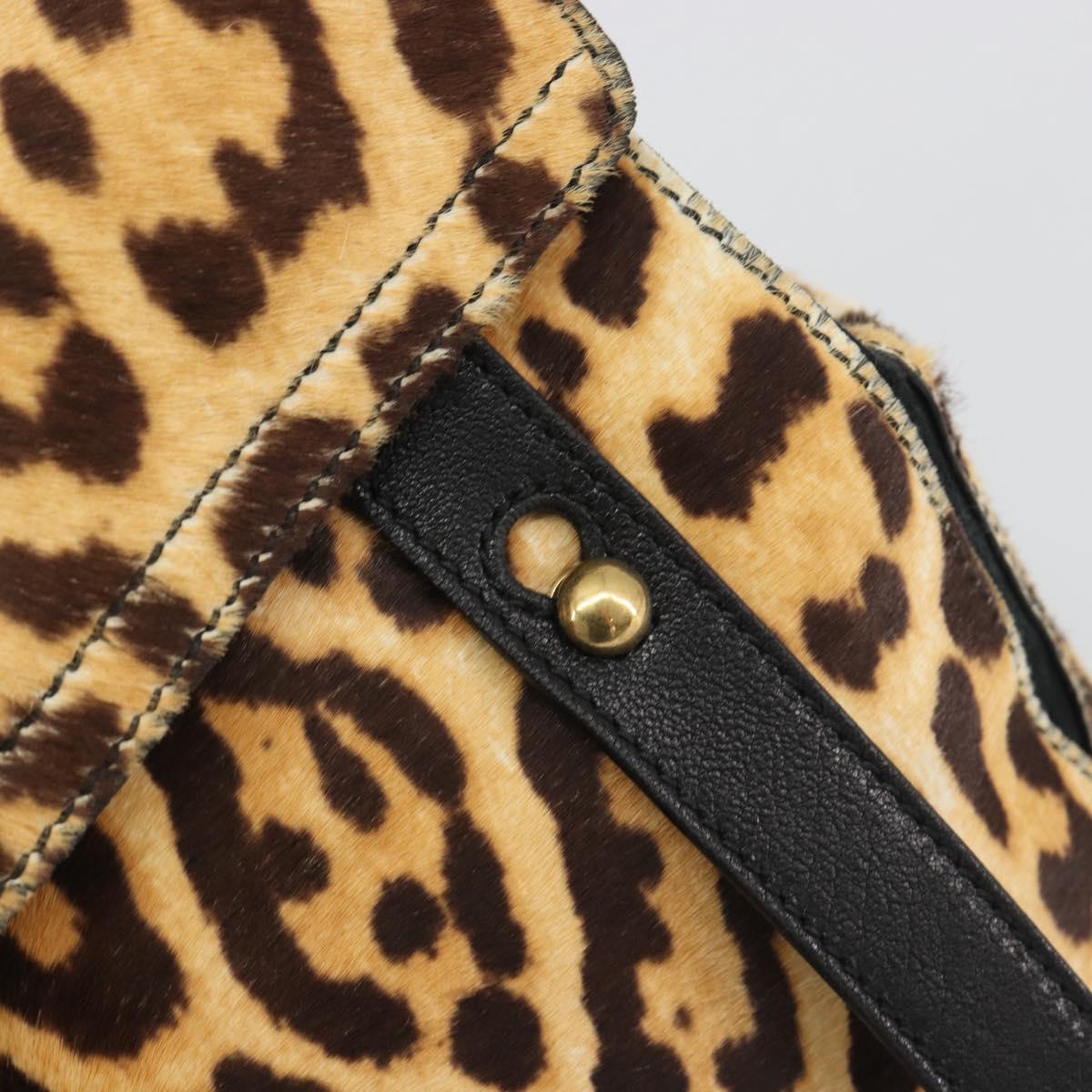 SAINT LAURENT Muse Toe Leopard Pattern Bag Harako Leather Brown Auth 194857V