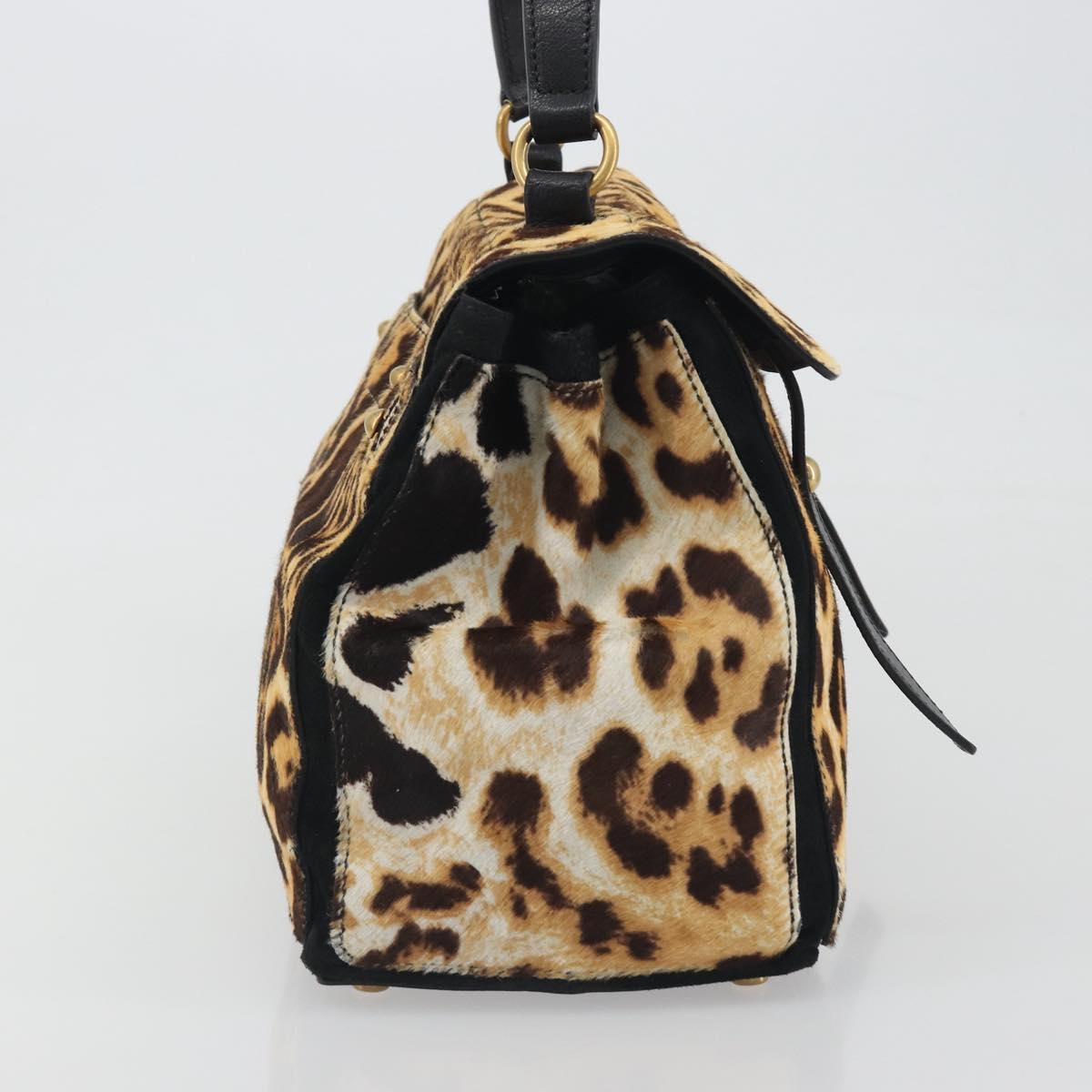 SAINT LAURENT Muse Toe Leopard Pattern Bag Harako Leather Brown Auth 194857V