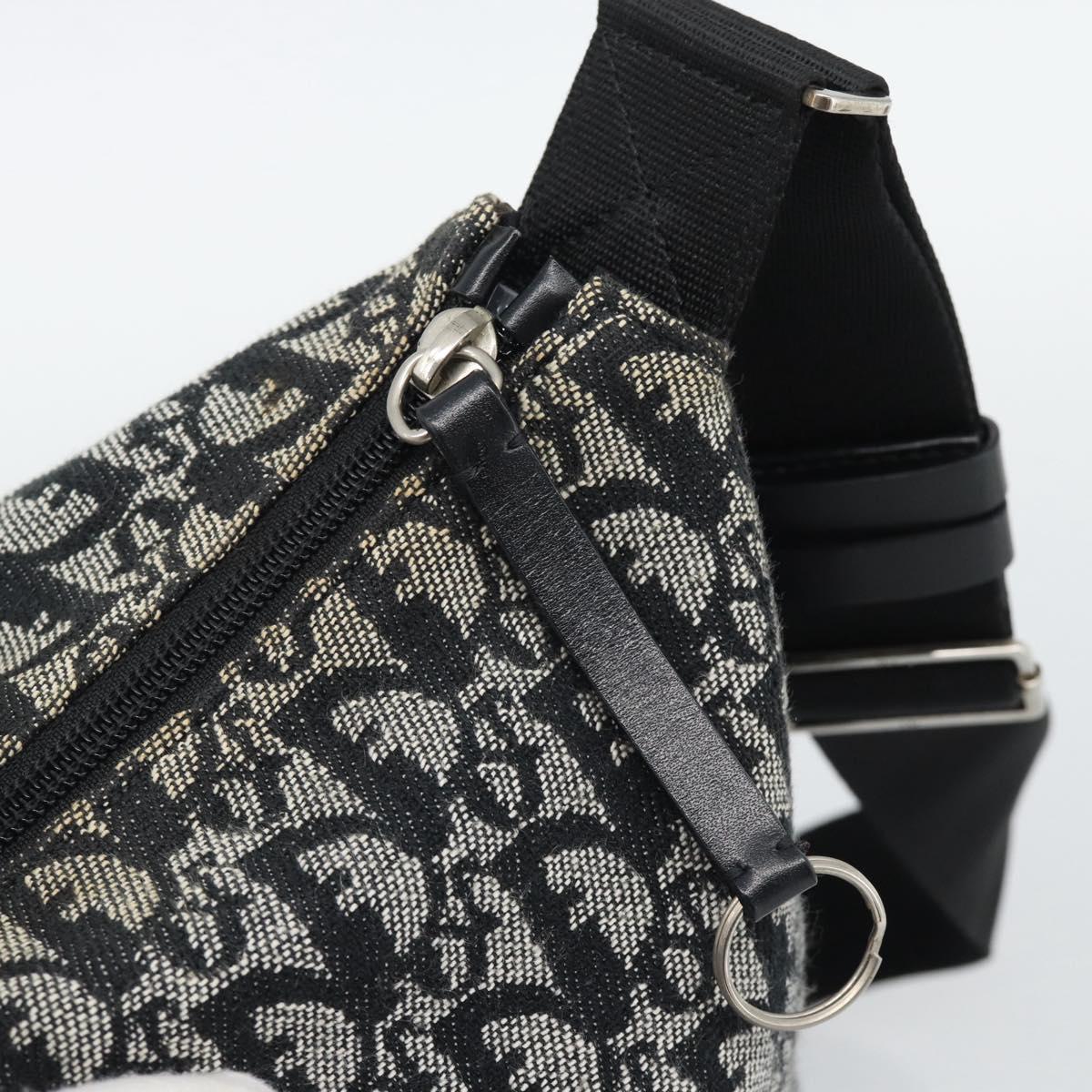 Christian Dior Trotter Canvas Shoulder Bag Gray Silver Auth 194858A