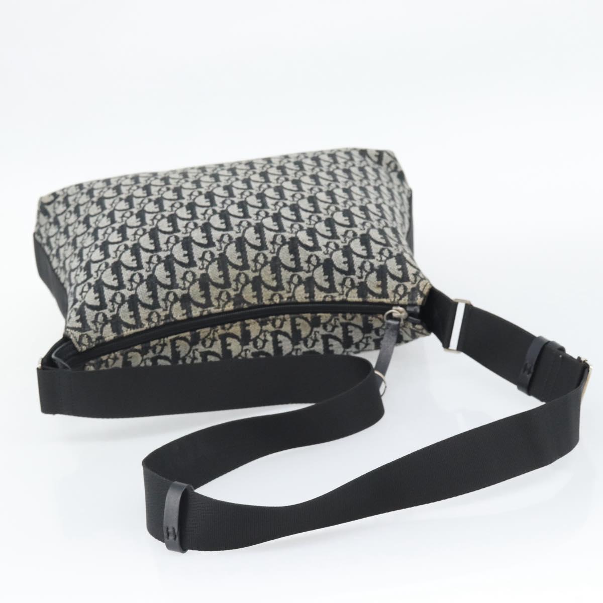 Christian Dior Trotter Canvas Shoulder Bag Gray Silver Auth 194858A