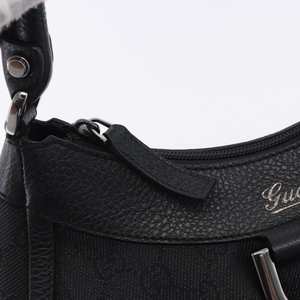 GUCCI GG Canvas Abbey Shoulder Bag Black Silver 265692 Auth 194859V