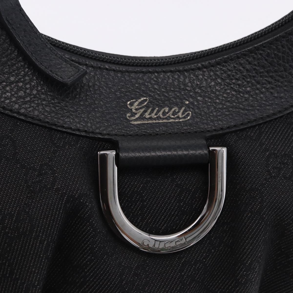GUCCI GG Canvas Abbey Shoulder Bag Black Silver 265692 Auth 194859V