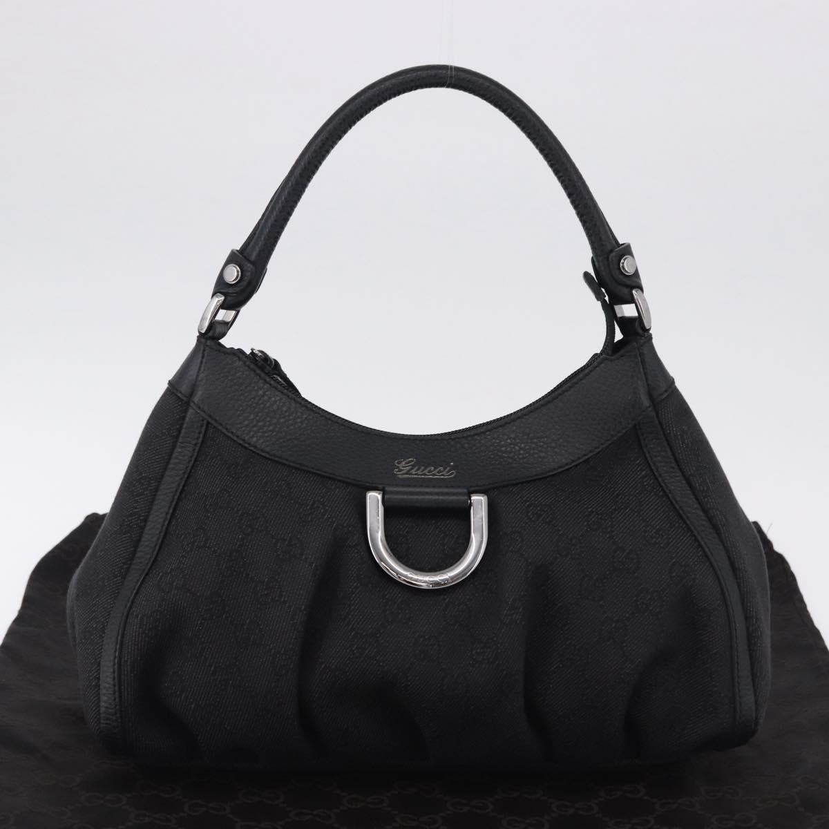 GUCCI GG Canvas Abbey Shoulder Bag Black Silver 265692 Auth 194859V