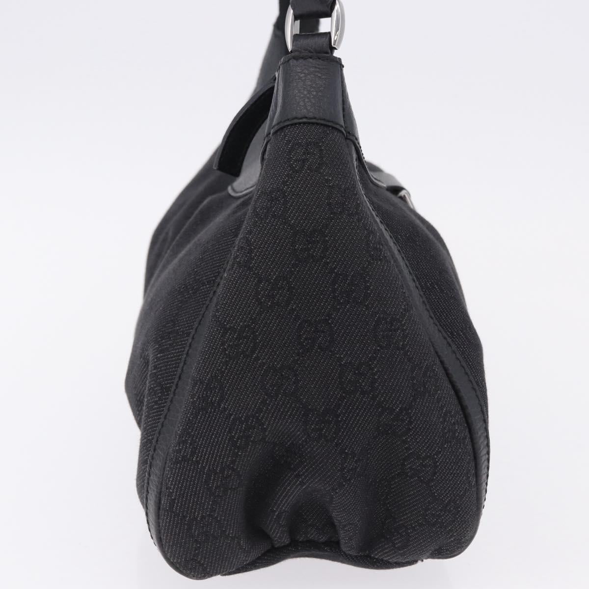 GUCCI GG Canvas Abbey Shoulder Bag Black Silver 265692 Auth 194859V