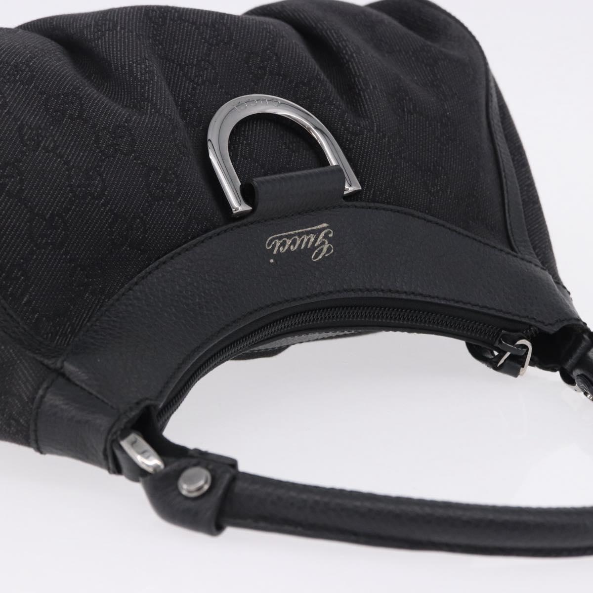 GUCCI GG Canvas Abbey Shoulder Bag Black Silver 265692 Auth 194859V