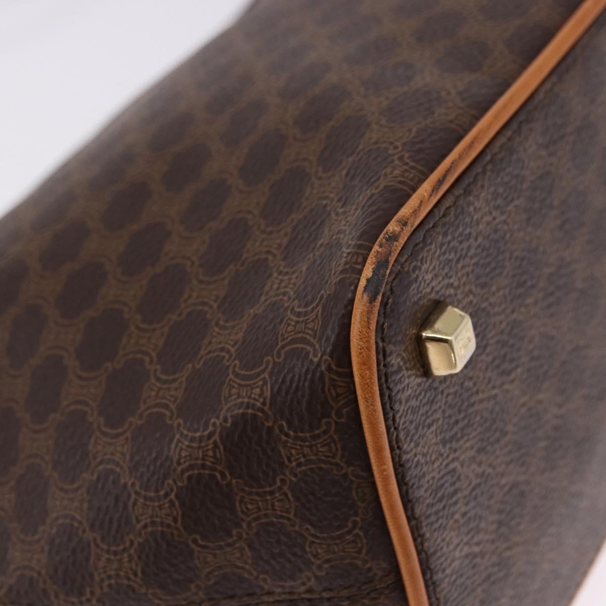 CELINE Macadam Canvas Hand Bag PVC Leather Brown Gold Auth 194864V