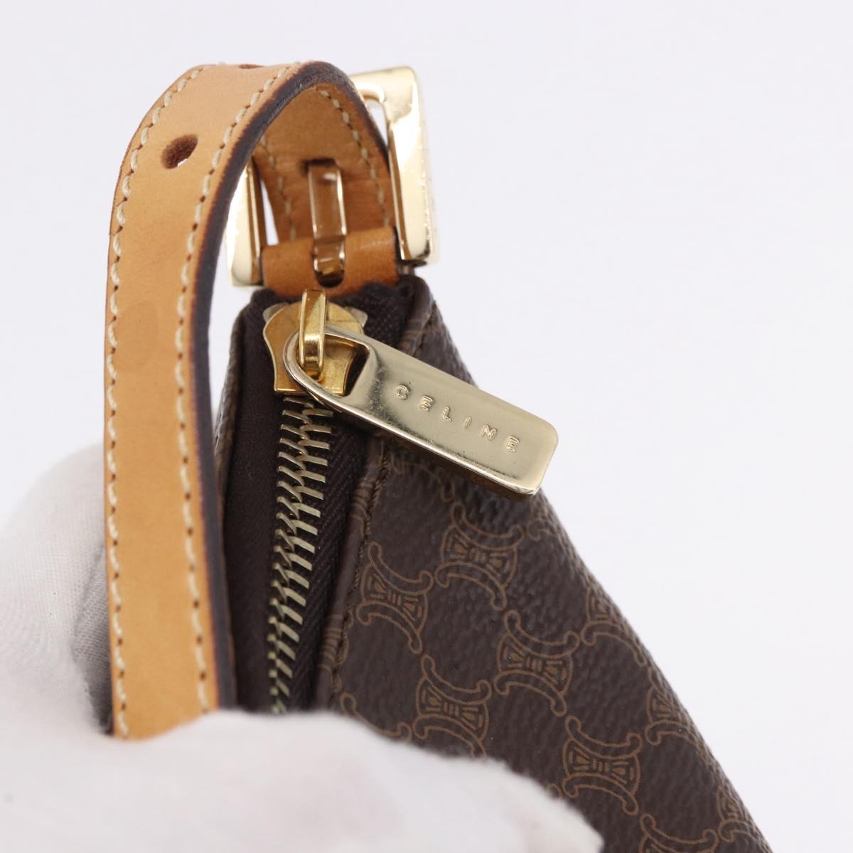 CELINE Macadam Canvas Hand Bag PVC Leather Brown Gold Auth 194864V