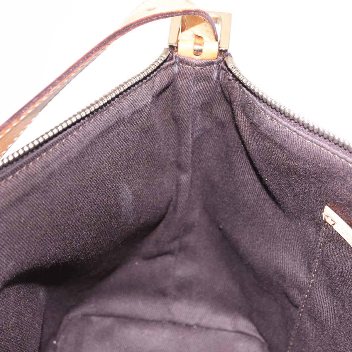 CELINE Macadam Canvas Hand Bag PVC Leather Brown Gold Auth 194864V