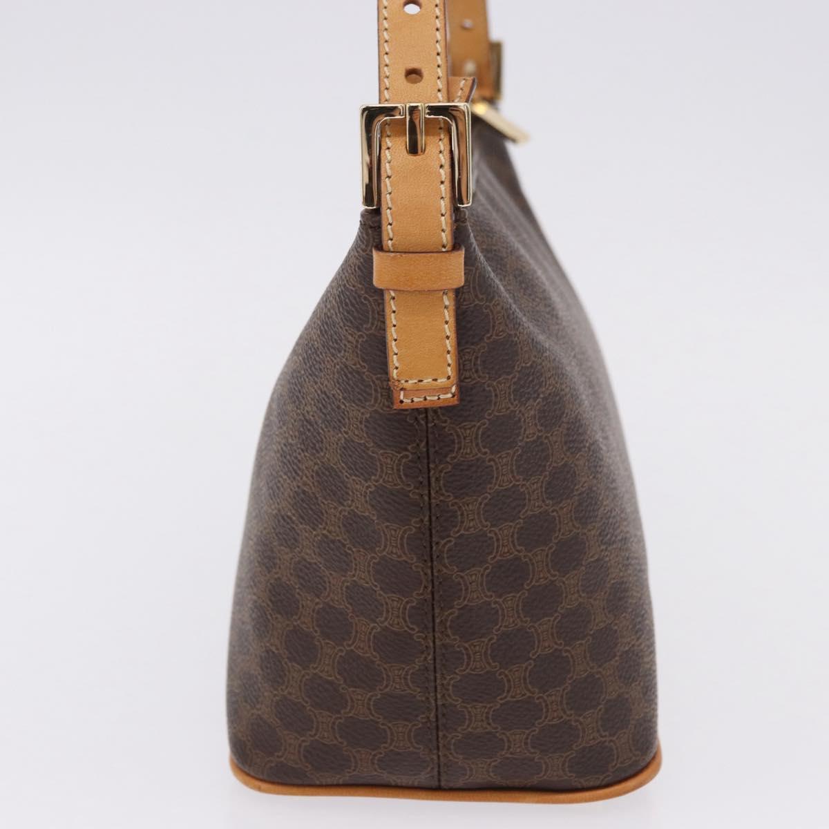CELINE Macadam Canvas Hand Bag PVC Leather Brown Gold Auth 194864V