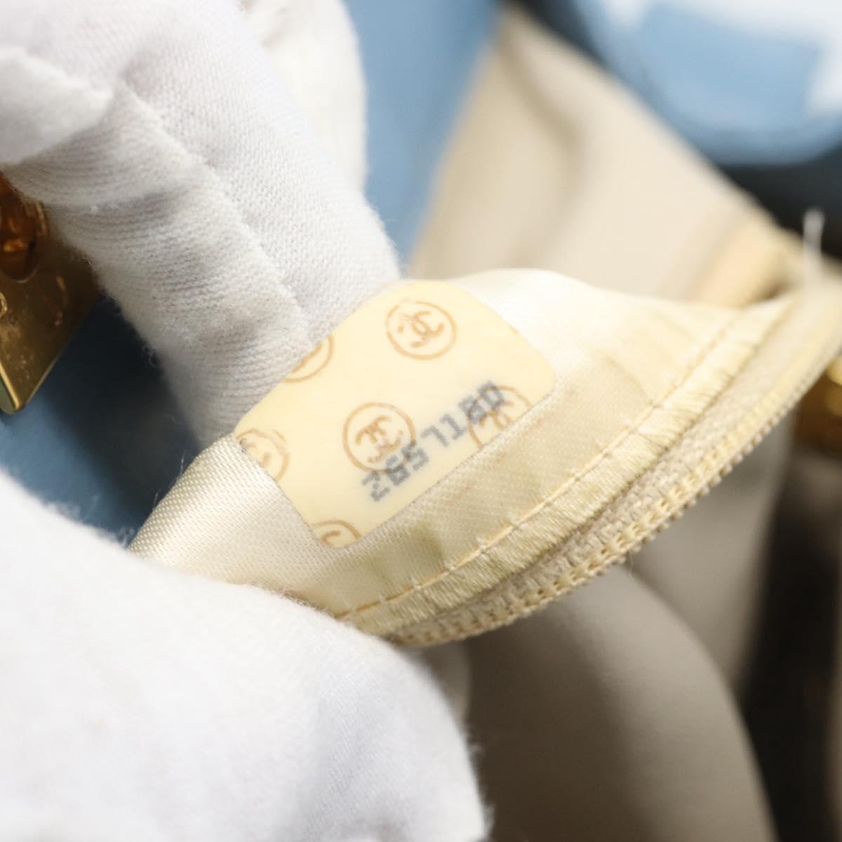 CHANEL Matelasse Shoulder Bag Lamb Skin Light Blue Gold CC Auth 194865A