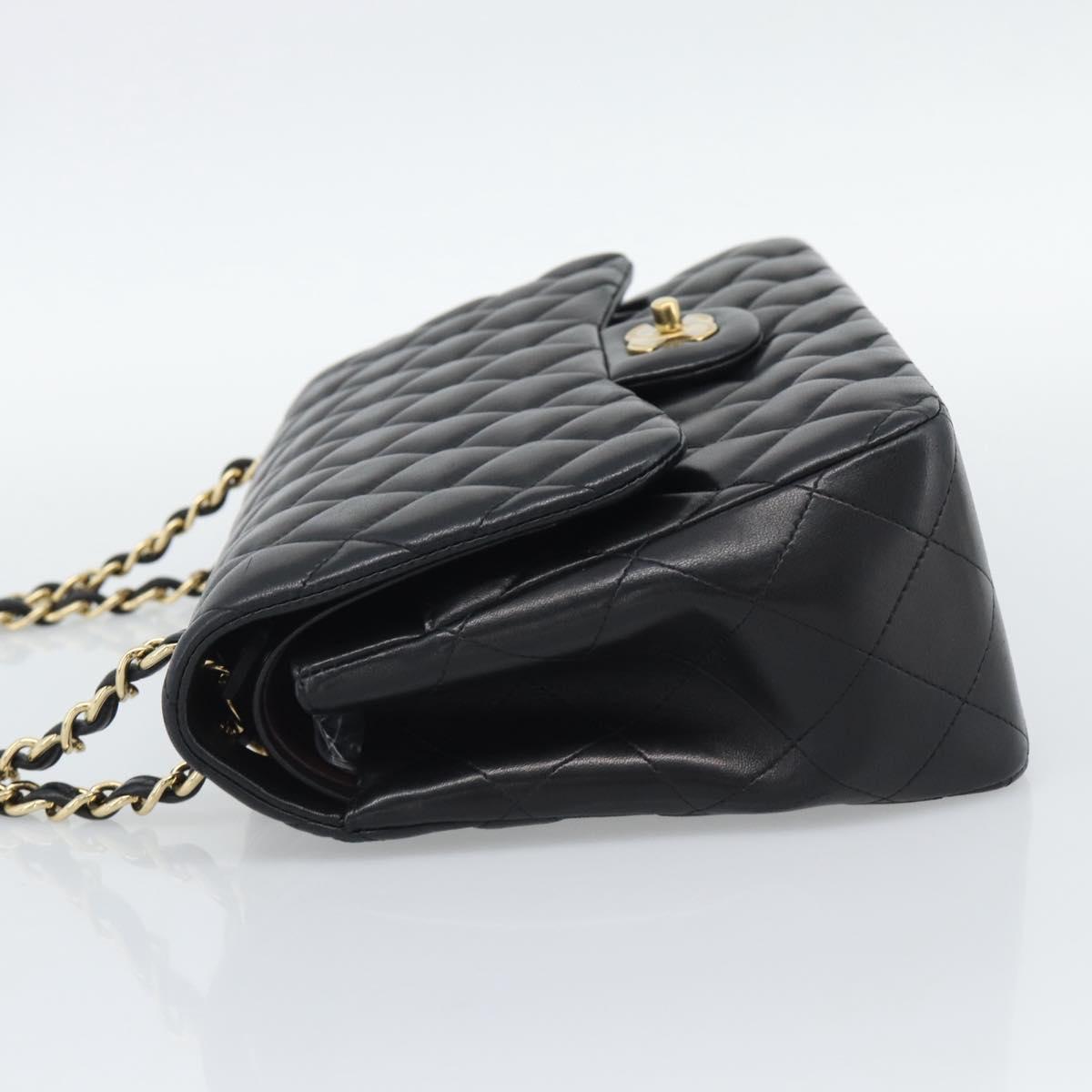 CHANEL Matelasse 30 Chain Shoulder Bag Lamb Skin Gold Black CC Auth 194866SM