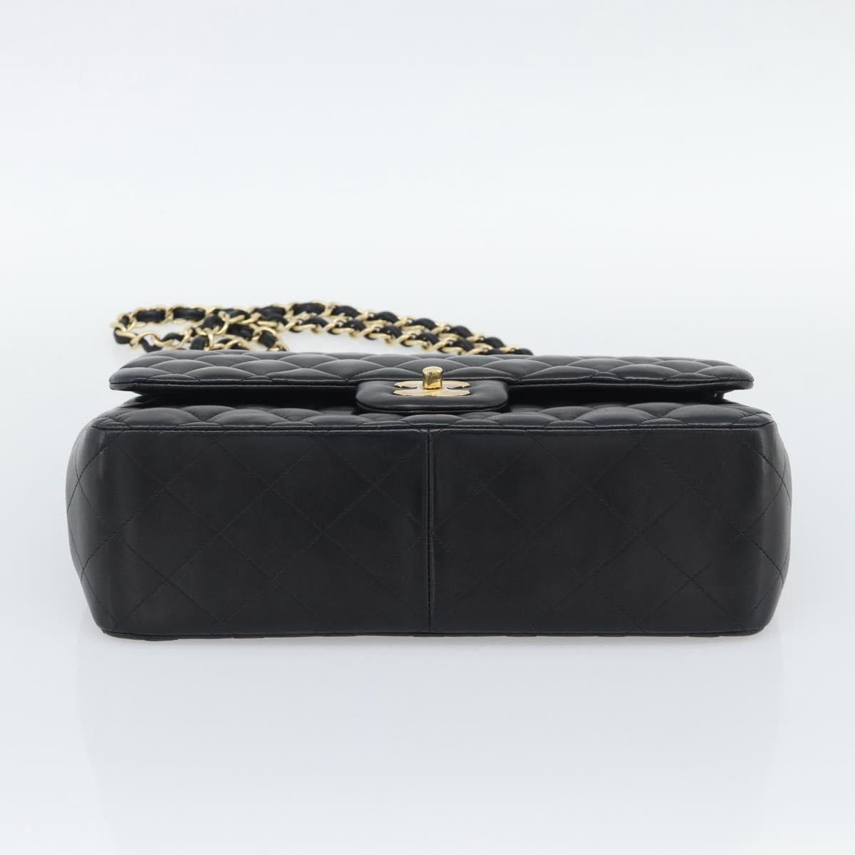 CHANEL Matelasse 30 Chain Shoulder Bag Lamb Skin Gold Black CC Auth 194866SM