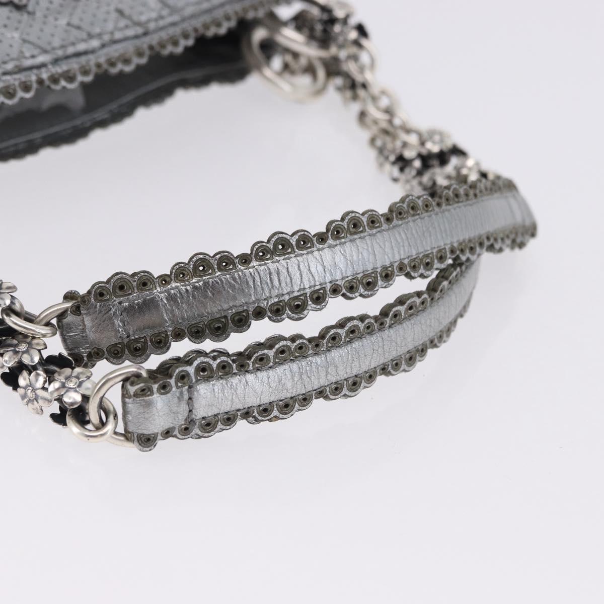 BOTTEGA VENETA INTRECCIATO Chain Shoulder Bag Leather Silver Auth 194867V