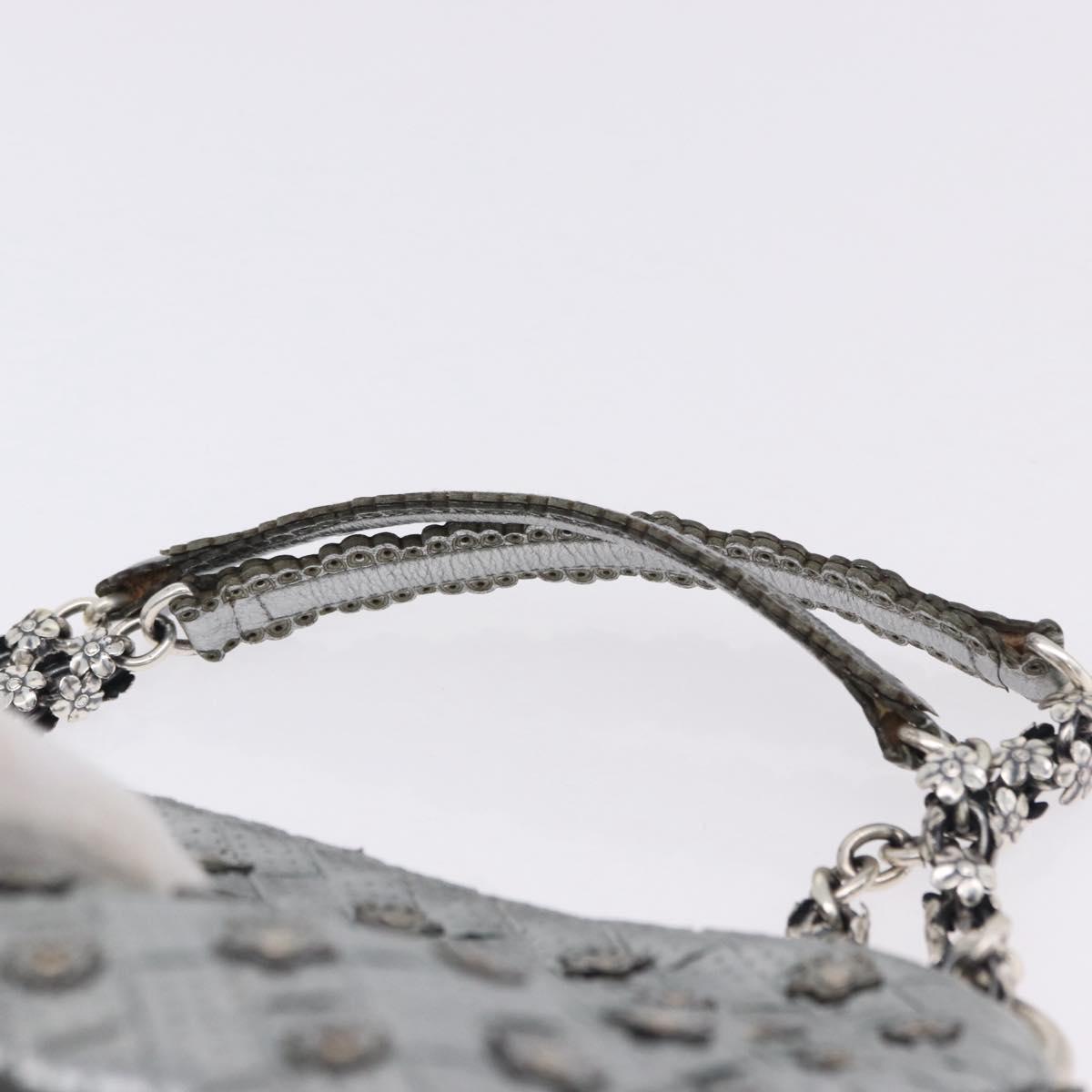 BOTTEGA VENETA INTRECCIATO Chain Shoulder Bag Leather Silver Auth 194867V