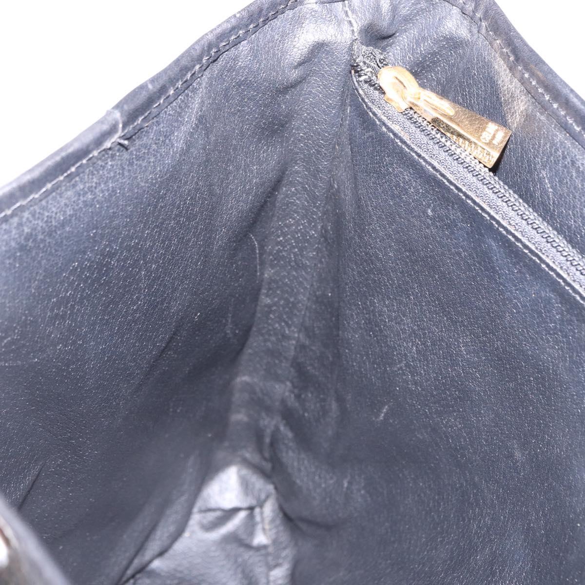 CELINE Macadam Canvas Tote Bag PVC Leather Black Gold Auth 194870V