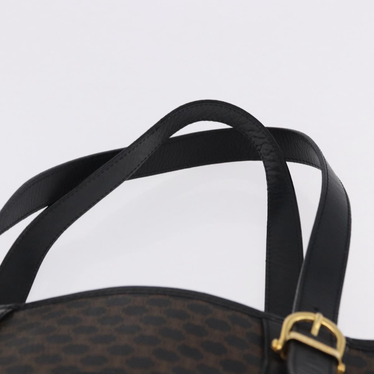 CELINE Macadam Canvas Tote Bag PVC Leather Black Gold Auth 194870V