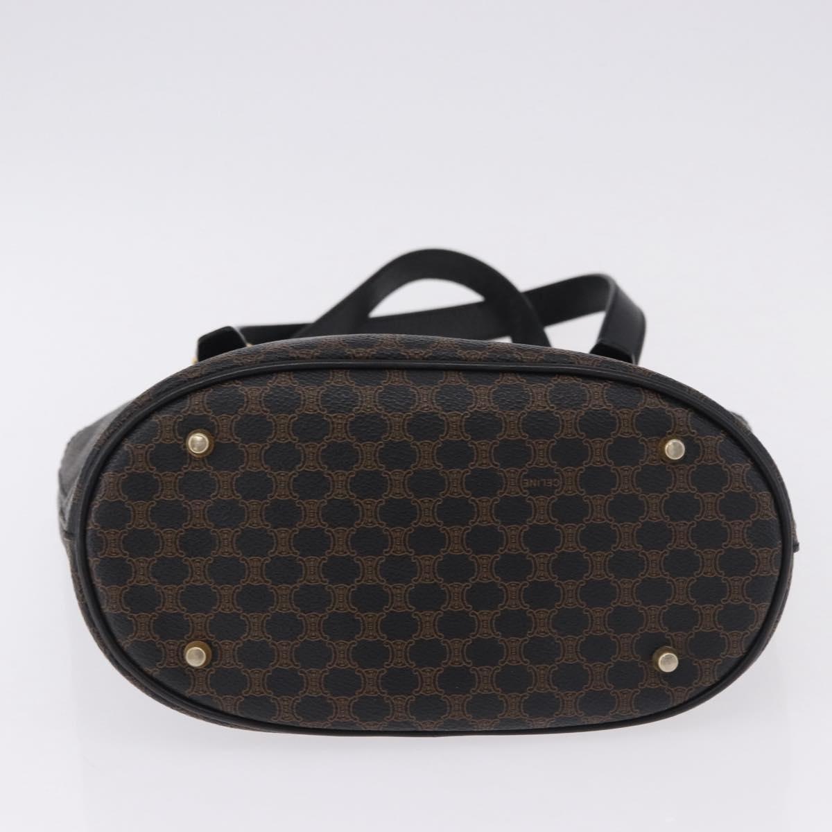 CELINE Macadam Canvas Tote Bag PVC Leather Black Gold Auth 194870V