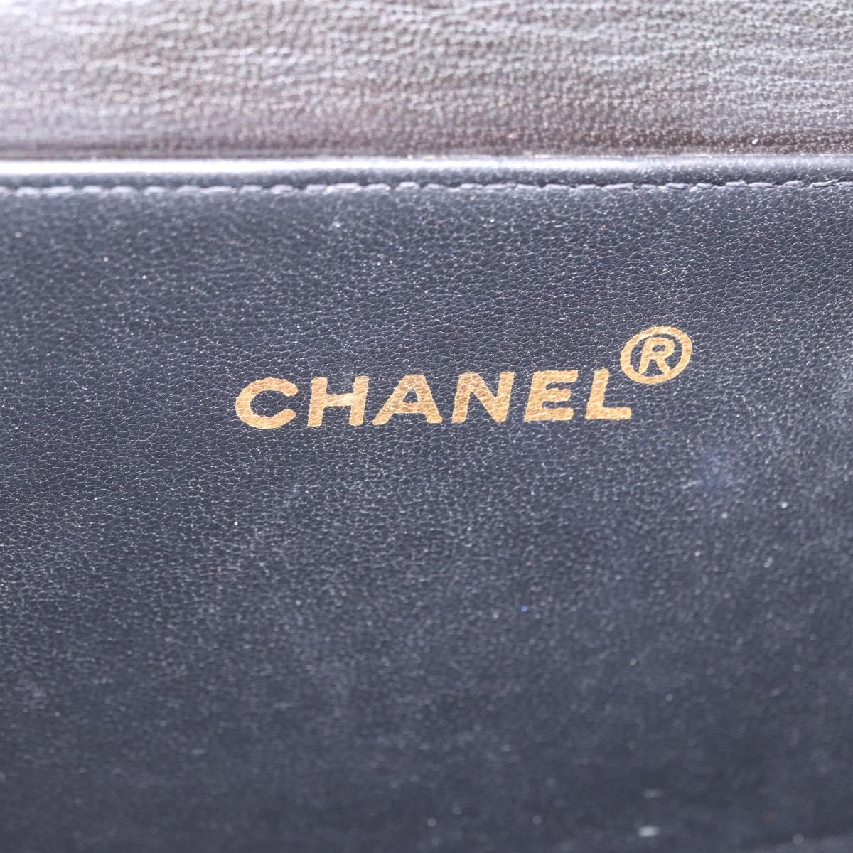 CHANEL Matelasse Double Face Hand Bag Lamb Skin Black Gold CC Auth 194872SAM