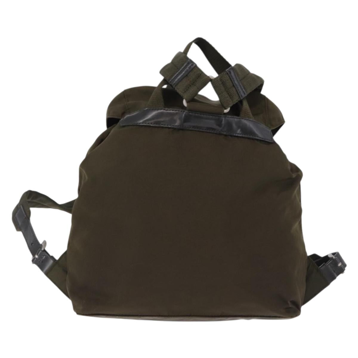 PRADA Backpack Nylon Khaki Silver Auth 194873A