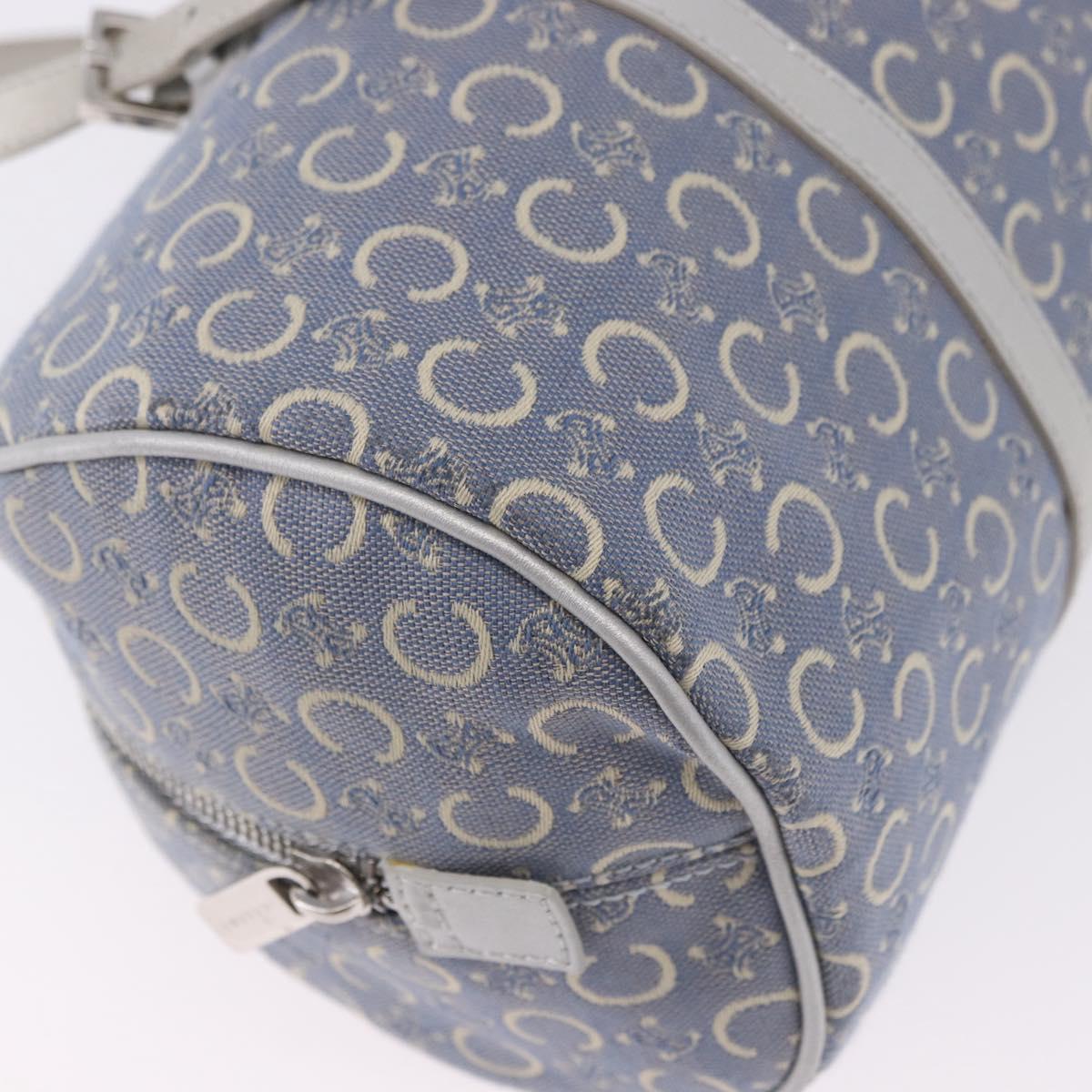 CELINE C Macadam Canvas Hand Bag Blue Silver Auth 194875A