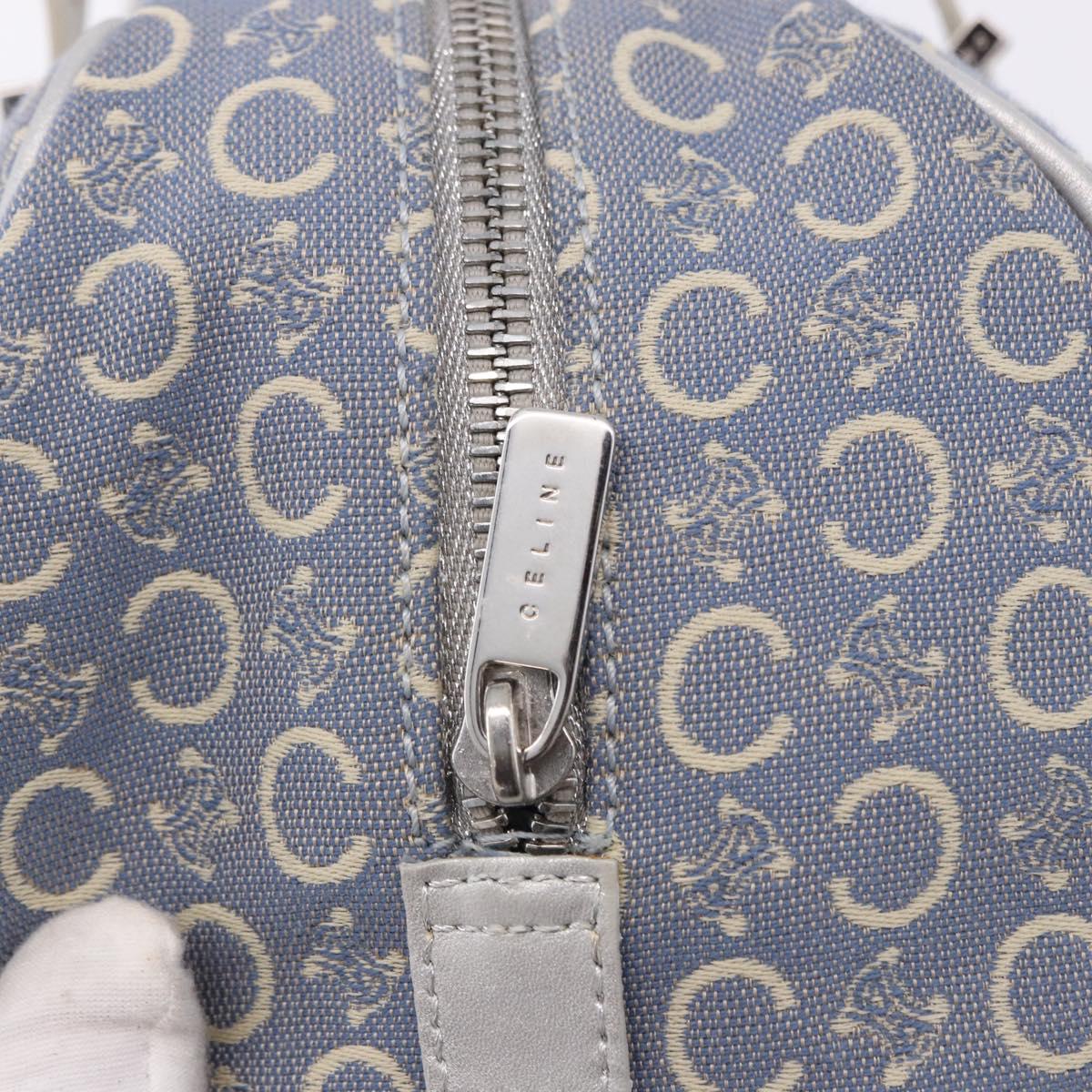 CELINE C Macadam Canvas Hand Bag Blue Silver Auth 194875A
