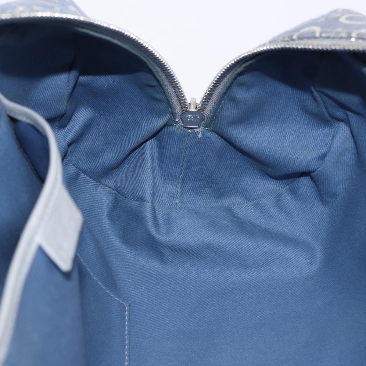 CELINE C Macadam Canvas Hand Bag Blue Silver Auth 194875A