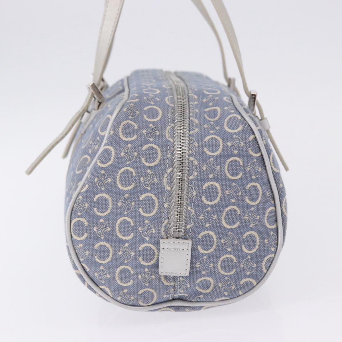 CELINE C Macadam Canvas Hand Bag Blue Silver Auth 194875A