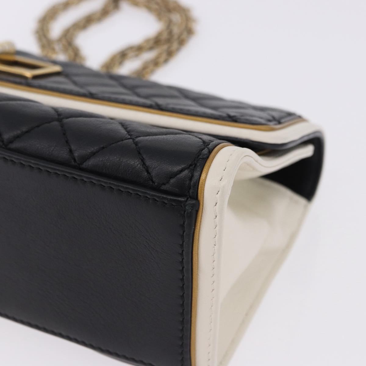 CHANEL Chain Matelasse 2.55 Shoulder Bag Lamb Skin Black Gold CC Auth 194876V