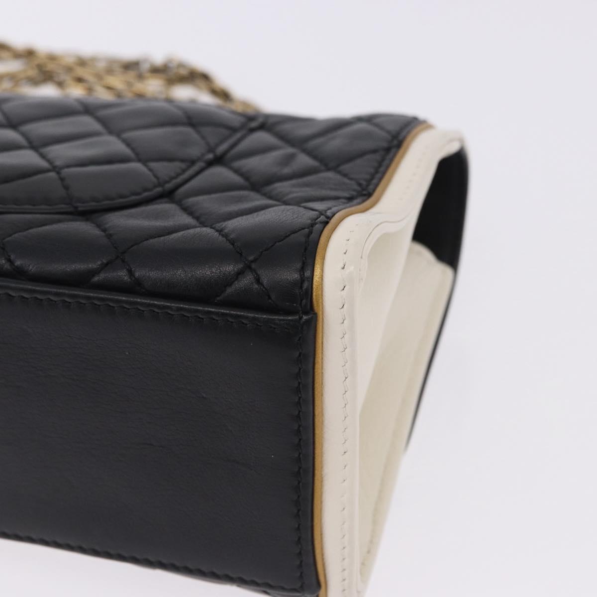 CHANEL Chain Matelasse 2.55 Shoulder Bag Lamb Skin Black Gold CC Auth 194876V