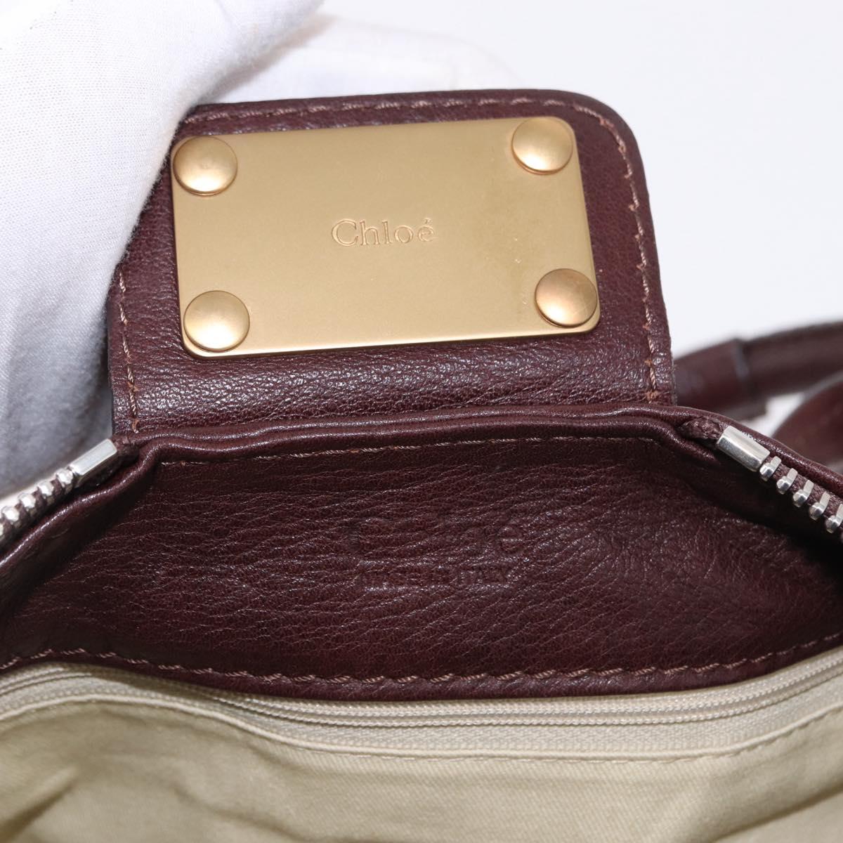 Chloe Paddington Hand Bag Leather Bordeaux Gold Silver Auth 194877SAV