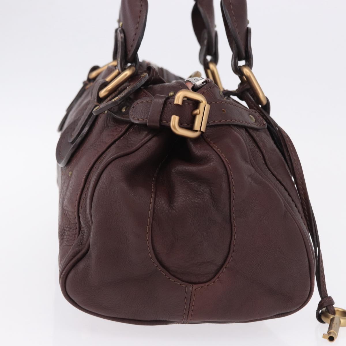 Chloe Paddington Hand Bag Leather Bordeaux Gold Silver Auth 194877SAV