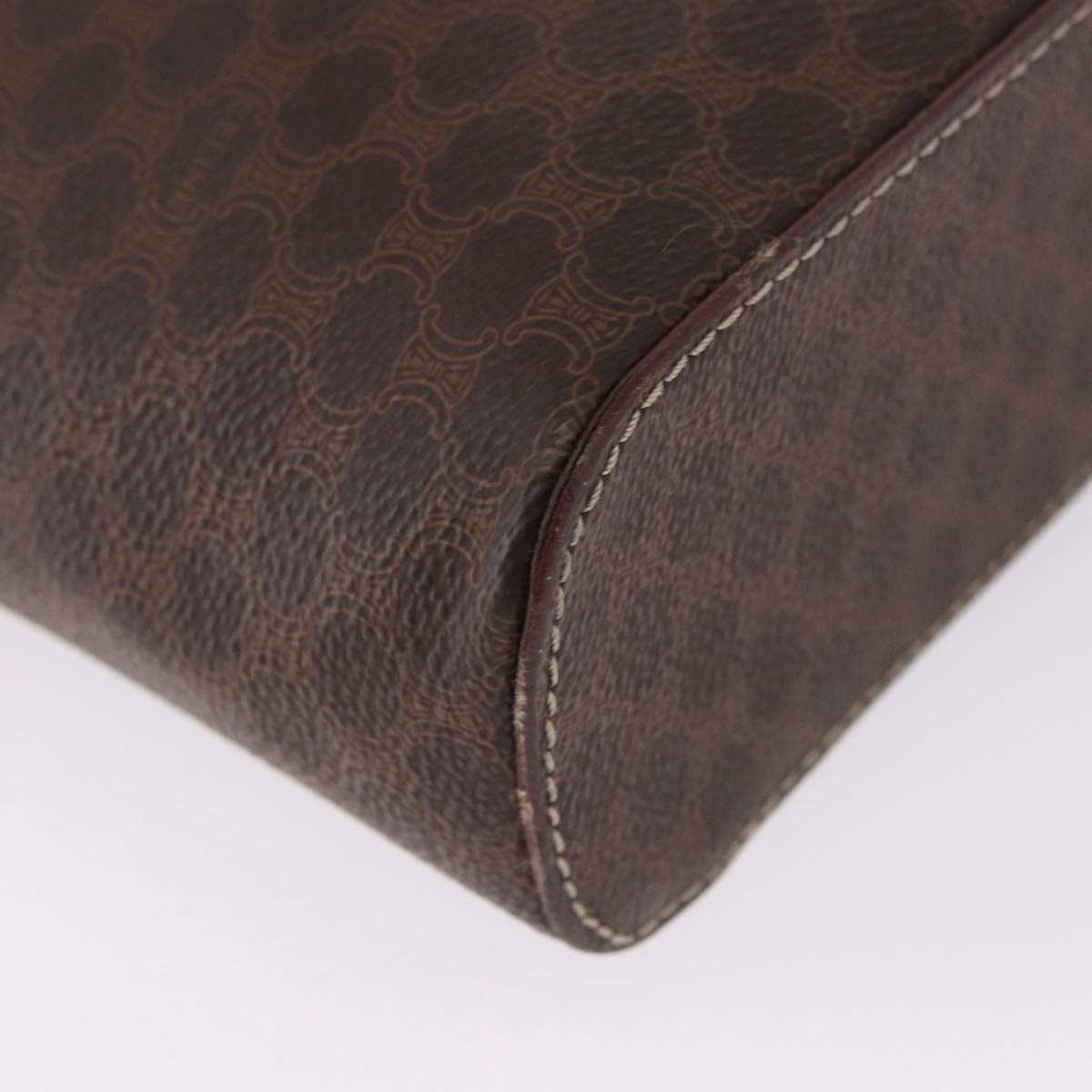 CELINE Macadam Canvas Vanity Hand Bag PVC Leather Brown Gold Auth 194878A
