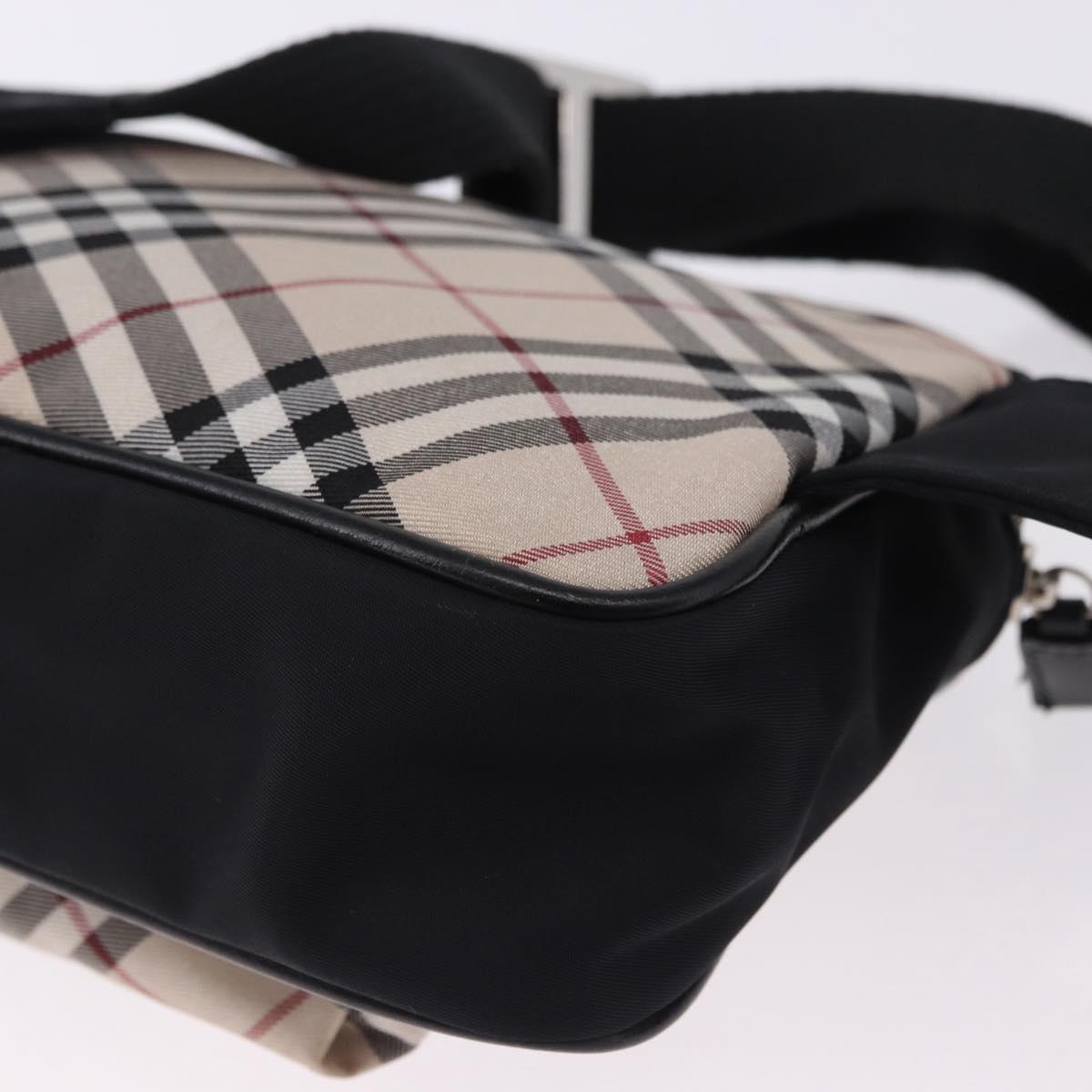 BURBERRY Nova Check Waist Bag Nylon Beige Silver Auth 194879A