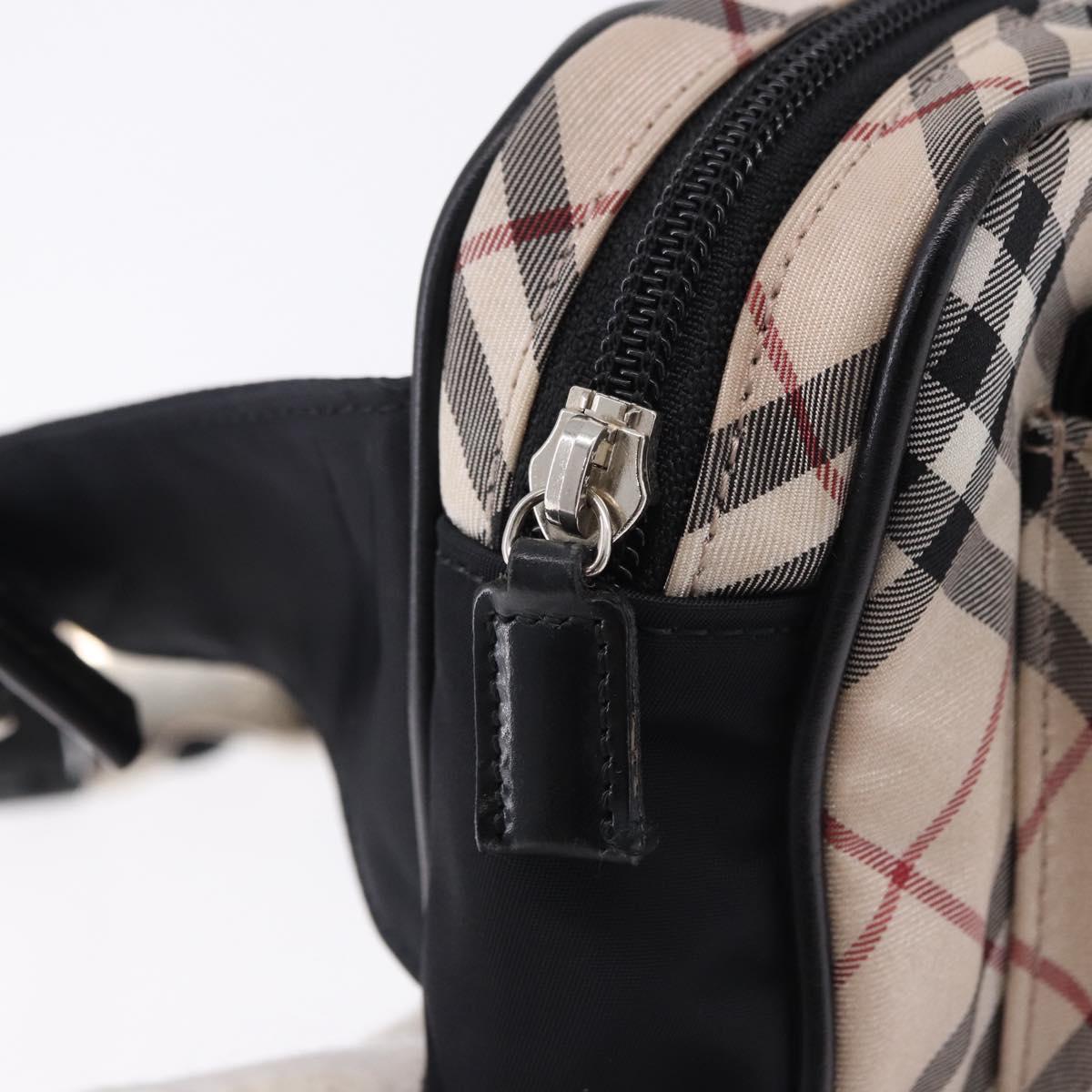 BURBERRY Nova Check Waist Bag Nylon Beige Silver Auth 194879A