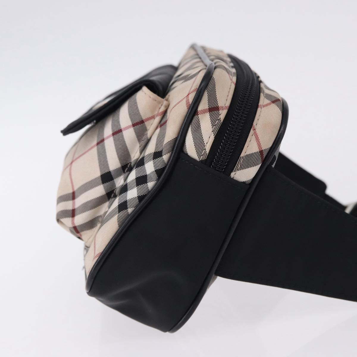 BURBERRY Nova Check Waist Bag Nylon Beige Silver Auth 194879A