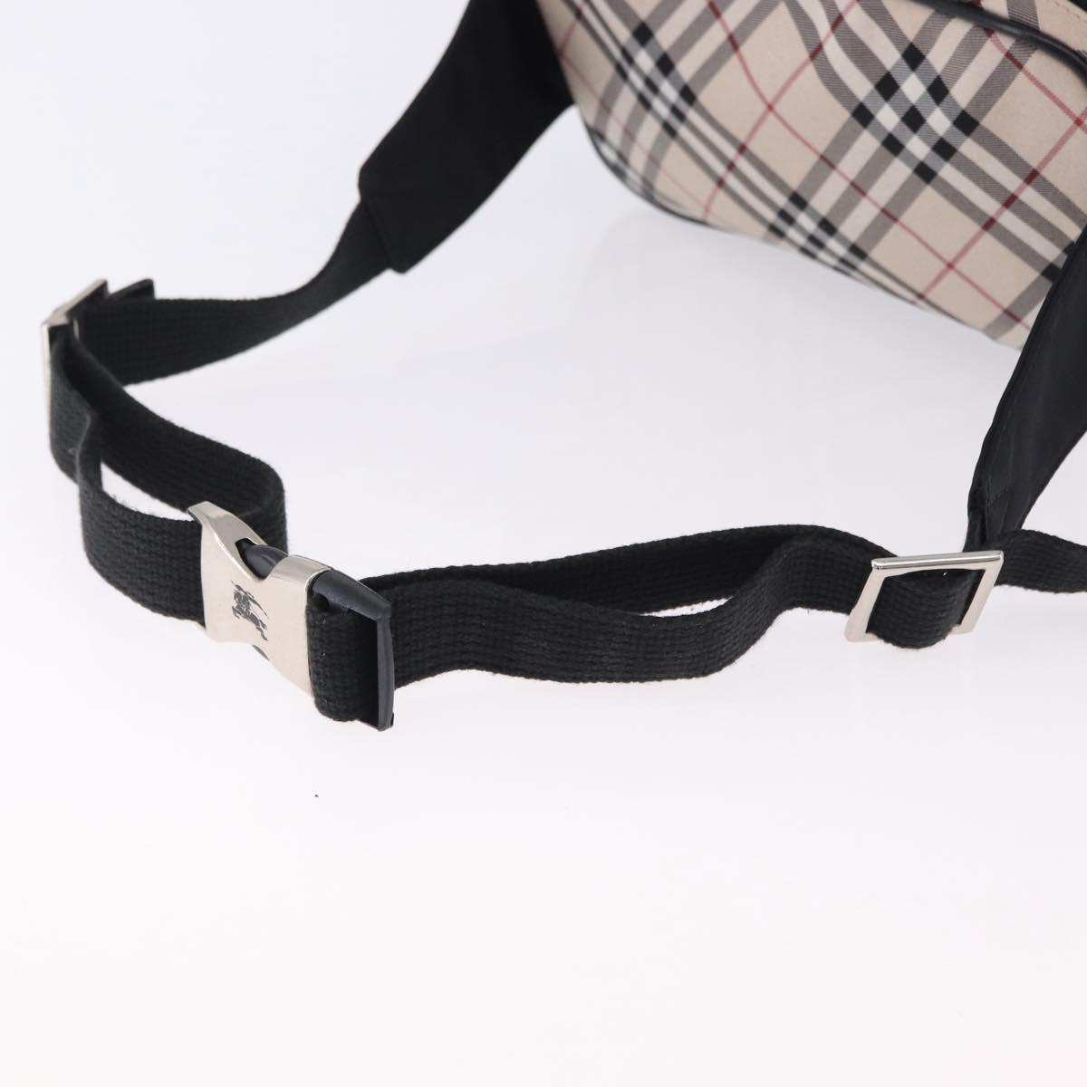 BURBERRY Nova Check Waist Bag Nylon Beige Silver Auth 194879A
