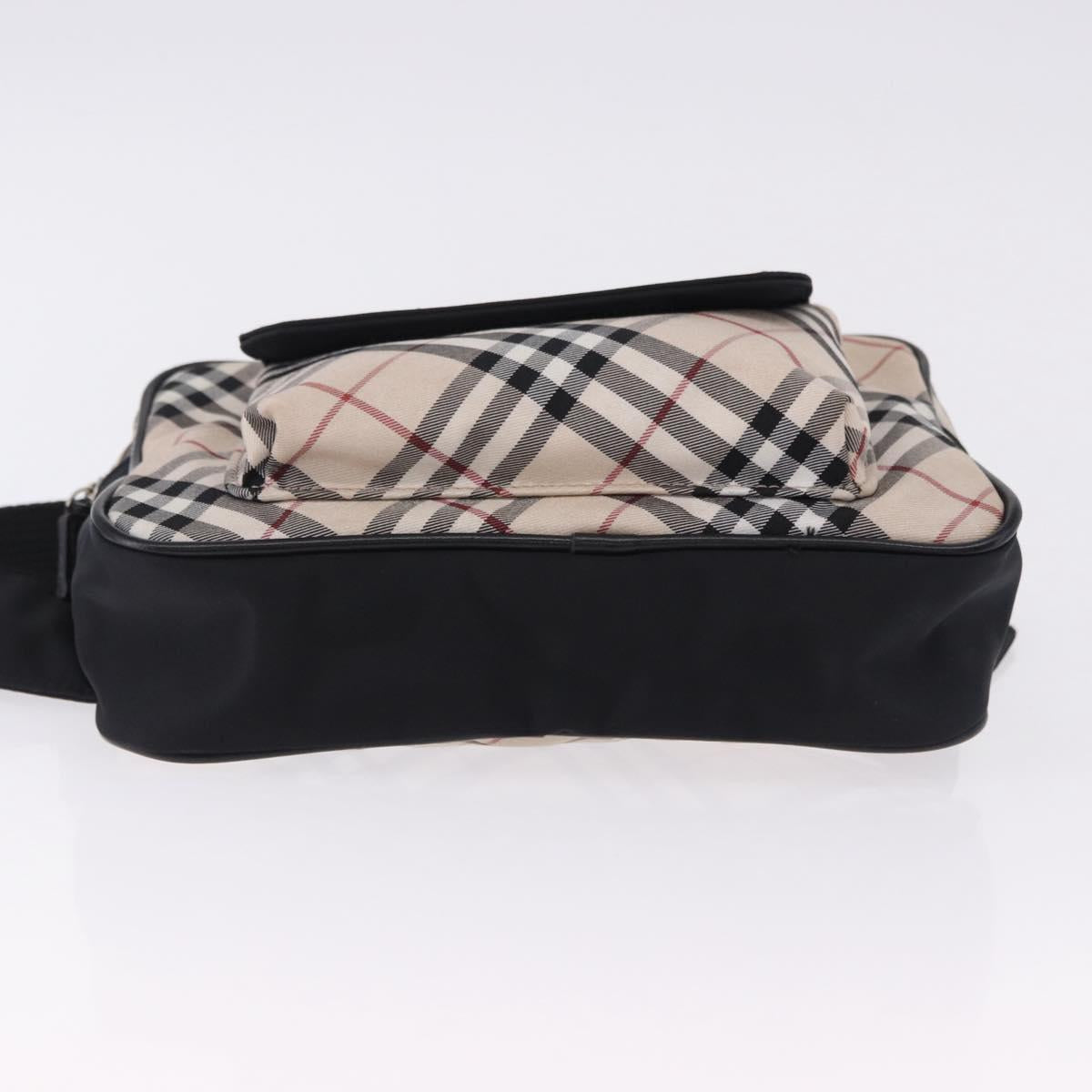 BURBERRY Nova Check Waist Bag Nylon Beige Silver Auth 194879A