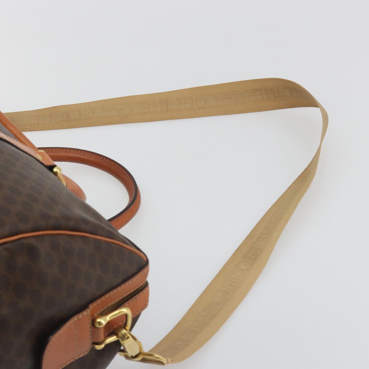 CELINE Macadam Canvas Boston Bag PVC Leather 2way Brown Gold Auth 194881V