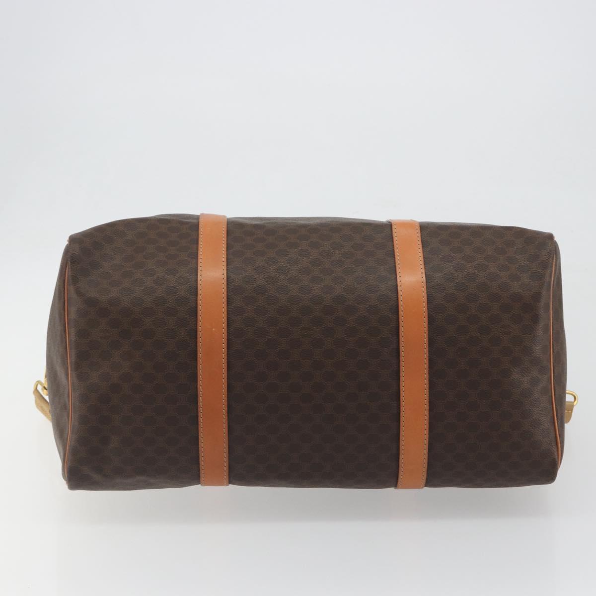 CELINE Macadam Canvas Boston Bag PVC Leather 2way Brown Gold Auth 194881V