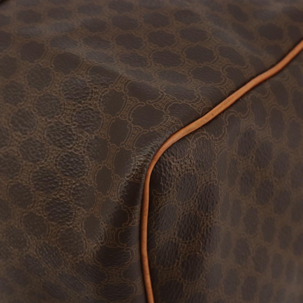CELINE Macadam Canvas Boston Bag PVC Leather 2way Brown Gold Auth 194881V
